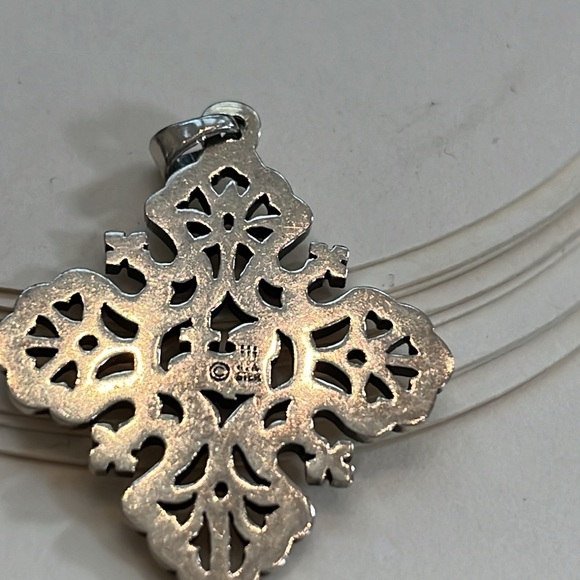 Retired James Avery Sterling silver Lamb of God center cross pendant - Picture 2 of 4